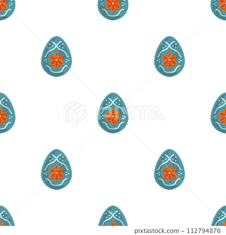 Illustration on theme seamless celebration holiday Easter with hunt colorful bright eggs 112794876