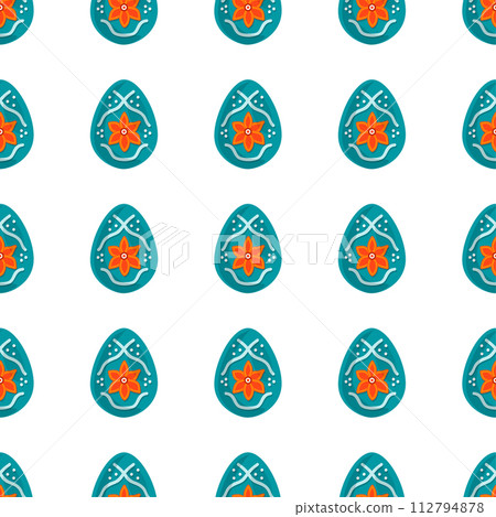 Illustration on theme seamless celebration holiday Easter with hunt colorful bright eggs 112794878