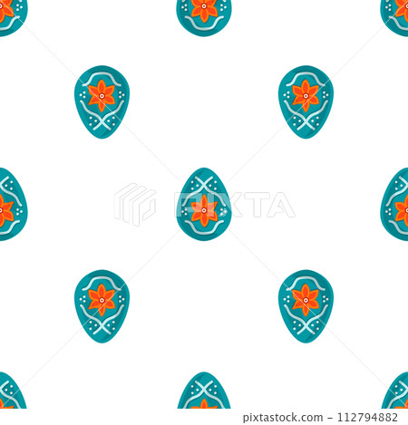 Illustration on theme seamless celebration holiday Easter with hunt colorful bright eggs Illustration on theme seamless celebration holiday Easter with hunt colorful bright eggs 112794882