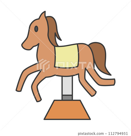 彩色主題樂園相關單項插畫圖示集搖擺遊樂設備馬 彩色主題樂園相關單項插畫圖示集搖擺遊樂設備馬 112794931