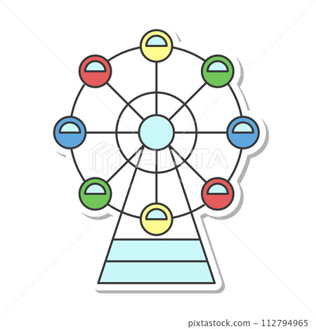 貼紙主題樂園相關單圖圖示集摩天輪 112794965