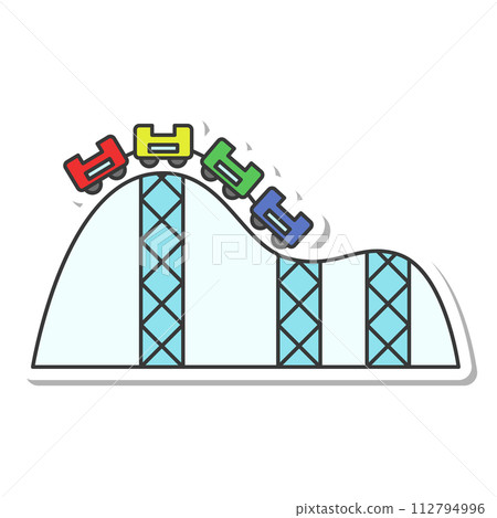 Sticker theme park related single item illustration icon set roller coaster Sticker theme park related single item illustration icon set roller coaster 112794996