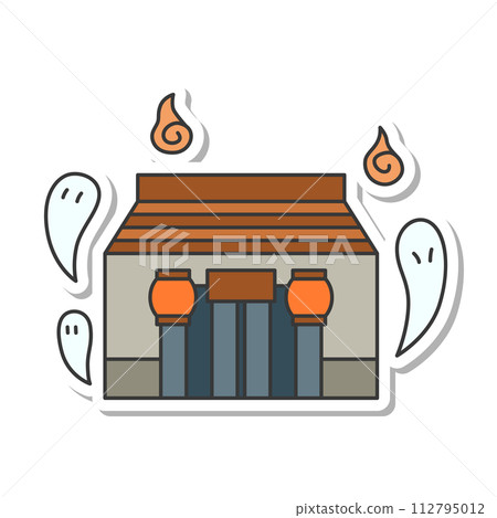 Sticker theme park related single illustration icon set haunted house Sticker theme park related single illustration icon set haunted house 112795012
