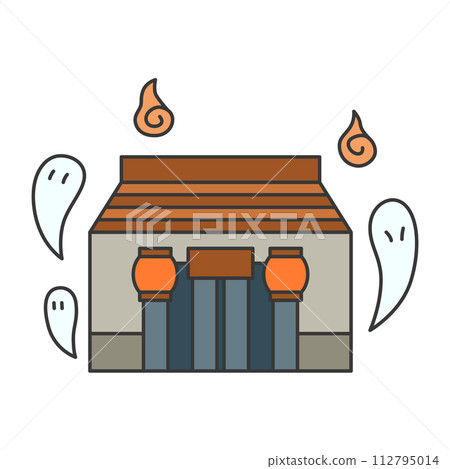 Color related single illustration icon set Haunted house 112795014