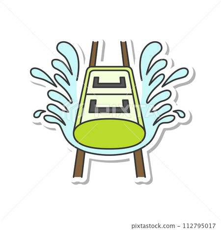 Sticker theme park related single item illustration icon set water slider 112795017