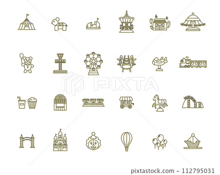 Color shadow theme park related illustration icon set yellow Color shadow theme park related illustration icon set yellow 112795031