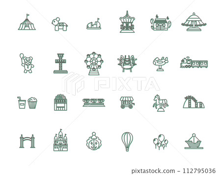Color shadow theme park related illustration icon set 112795036