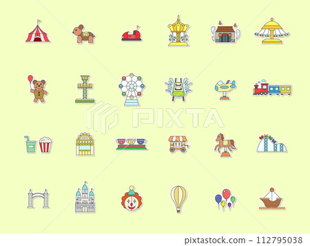 貼紙主題樂園相關插圖圖示集 112795038