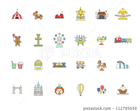 Color theme park related illustration icon set 112795039