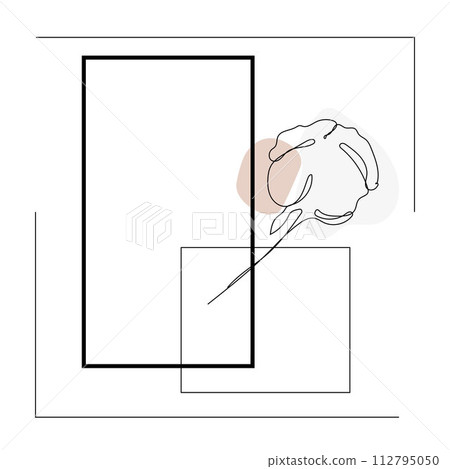 Single continuous line drawing of whole soft and fluffy cotton flower for farming logo identity. Modern one line draw design graphic vector illustration. 112795050