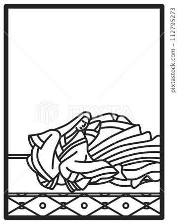 Simple line drawing Hyakunin Isshu Murasaki Shikibu Simple line drawing Hyakunin Isshu Murasaki Shikibu 112795273