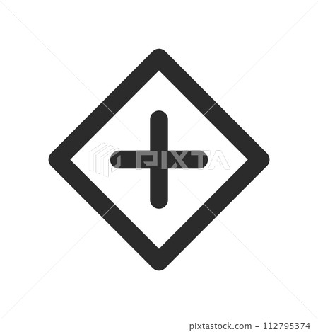 Line drawing single illustration of mini sign with Jugata road intersection 112795374