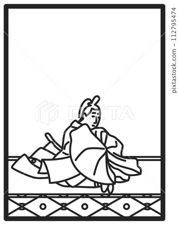 Simple line drawing Hyakunin Isshu, Kanpaku Grand Minister before entering Hoshoji Temple 112795474