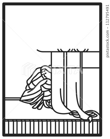 Simple line drawing Hyakunin Isshu Yuko Imperial Family Kii Simple line drawing Hyakunin Isshu Yuko Imperial Family Kii 112795491