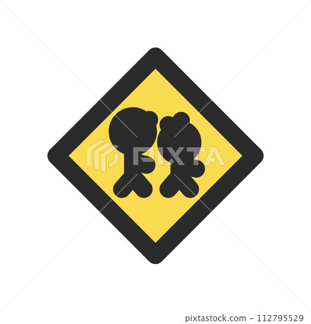 Single color illustration of mini signs for schools, kindergartens, nursery schools, etc. 112795529