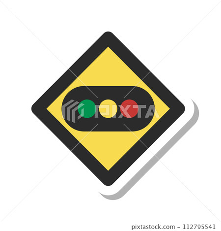 Mini sign sticker single illustration with traffic light 112795541