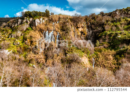 View of Paradision waterfalls near Trozena village. Limassol District, Cyprus 112795544