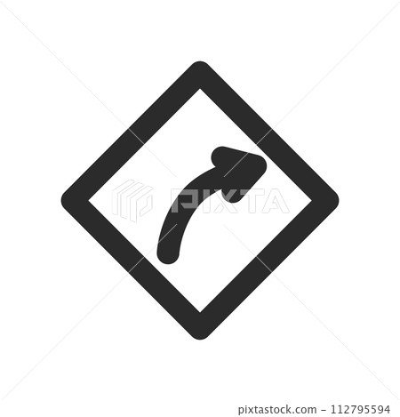 Single line drawing illustration of mini sign with right bend Single line drawing illustration of mini sign with right bend 112795594