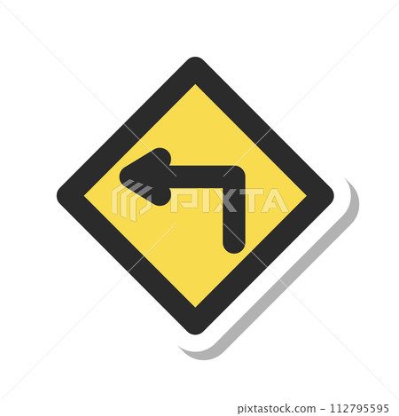 Mini sign sticker single item illustration with left bending Mini sign sticker single item illustration with left bending 112795595
