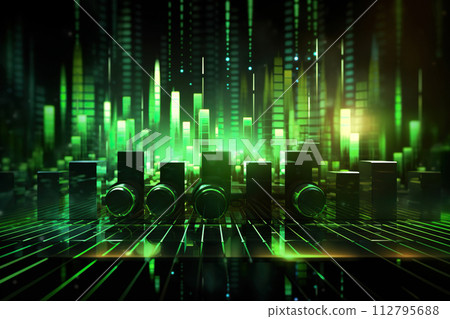Generative ai on theme modern musical wave equalizer showing volume on abstract background 112795688