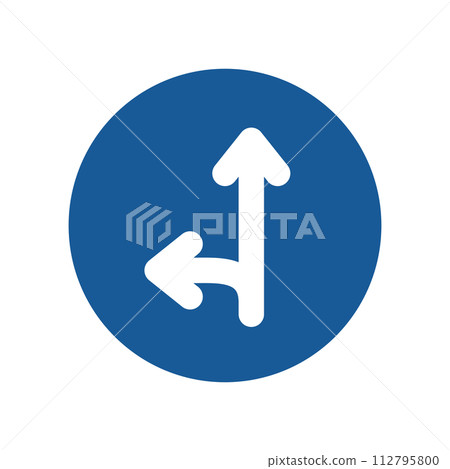 Single color illustration of mini sign: Prohibited to proceed in any direction other than specified Single color illustration of mini sign: Prohibited to proceed in any direction other than specified 112795800