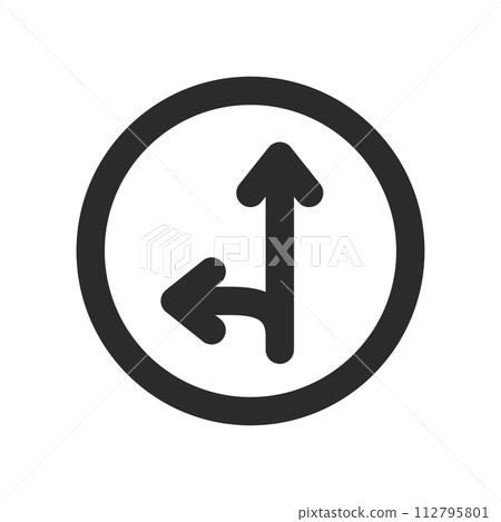 Single line drawing illustration of a mini sign: Prohibited to proceed in any direction other than the designated direction Single line drawing illustration of a mini sign: Prohibited to proceed in any direction other than the designated direction 112795801