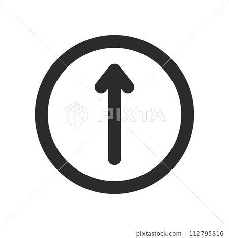Single line drawing illustration of a mini sign: Prohibited to proceed in any direction other than the designated direction Single line drawing illustration of a mini sign: Prohibited to proceed in any direction other than the designated direction 112795816
