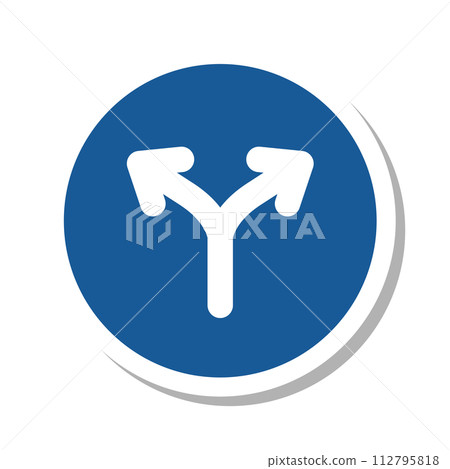 Single illustration of a mini sign sticker: Prohibited from moving in any direction other than the designated direction 112795818