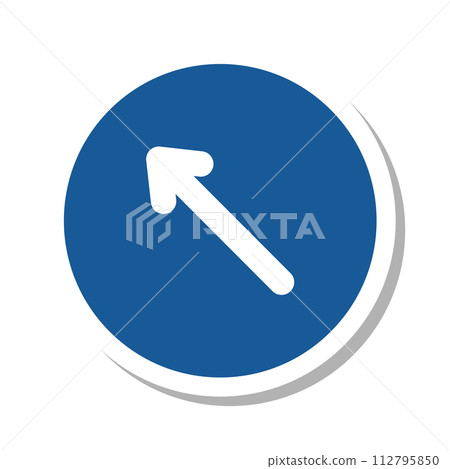 Single illustration of a mini sign sticker: Prohibited from moving in any direction other than the designated direction 112795850