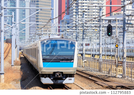 "Tokyo" Keihin Tohoku Line, E233 series running in the metropolitan area "Tokyo" Keihin Tohoku Line, E233 series running in the metropolitan area 112795883