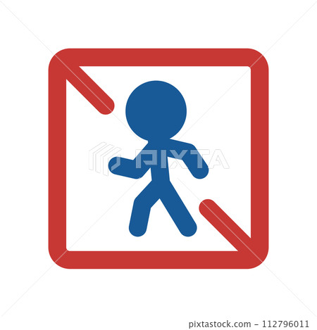 Single color illustration of mini sign: Closed to pedestrians, etc. 112796011