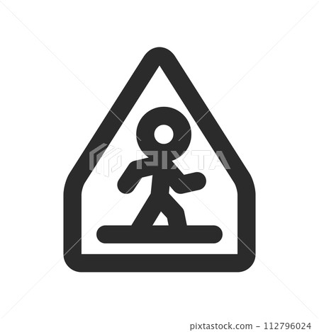 Line drawing single illustration of mini sign crosswalk 112796024