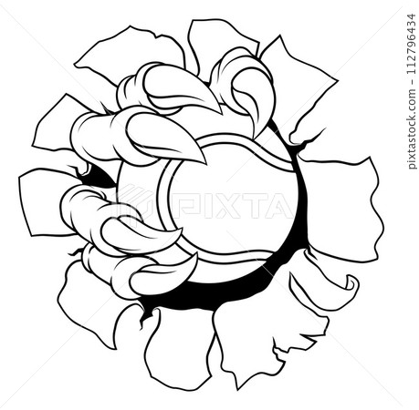 Tennis Ball Claw Cartoon Monster Animal Hand 112796434