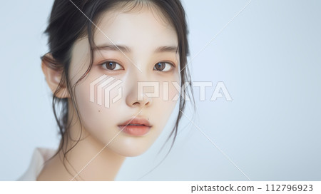 擁有完美肌膚紋理的亞洲女性美麗形象（AI 生成圖像） 112796923