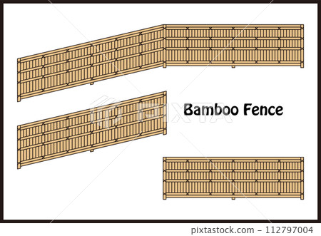 Bamboo Fence Bamboo fence illustration material set vector Bamboo Fence Bamboo fence illustration material set vector 112797004