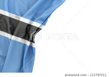 Flag of Botswana in the corner on white background. Isolated. 3D illustration 112797011