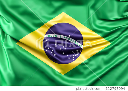 Ruffled Flag of Brazil. 3D Rendering Ruffled Flag of Brazil. 3D Rendering 112797094