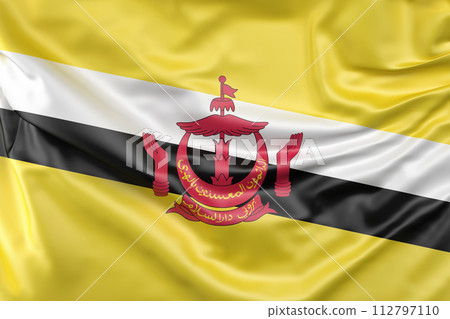 Ruffled Flag of Brunei. 3D Rendering 112797110