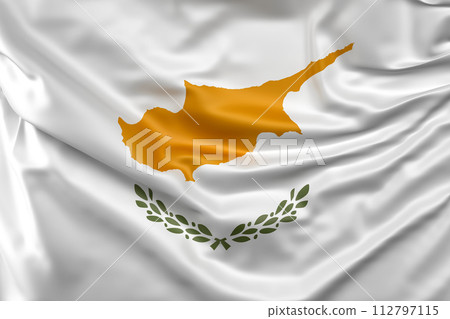 Ruffled Flag of Cyprus. 3D Rendering 112797115