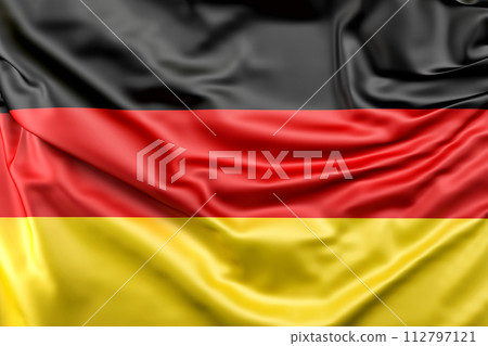 Ruffled Flag of Germany. 3D Rendering 112797121