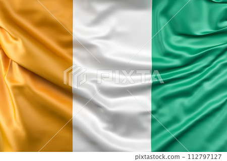 Ruffled Flag of Ivory Coast. 3D Rendering Ruffled Flag of Ivory Coast. 3D Rendering 112797127