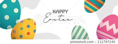 Happy easter egg greeting card background template.Can be used for cover, invitation, ad, wallpaper,flyers, posters, brochure. Happy easter egg greeting card background template.Can be used for cover, invitation, ad, wallpaper,flyers, posters, brochure. 112797240