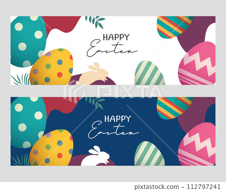 Happy easter egg greeting card background template. Can be used for cover, invitation, ad, wallpaper,flyers, posters, brochure. 112797241