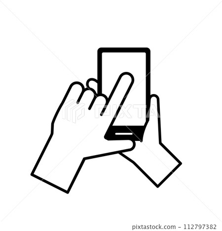Illustration of a hand operating a smartphone Illustration of a hand operating a smartphone 112797382