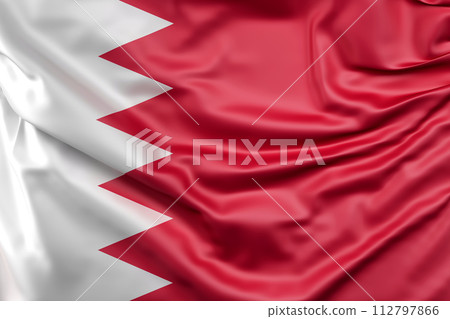 Ruffled Flag of Bahrain. 3D Rendering 112797866