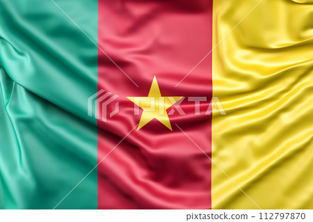Ruffled Flag of Cameroon. 3D Rendering 112797870