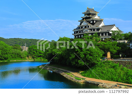 [Okayama Prefecture] Okayama Castle and Asahikawa in fine weather (after major renovation in Reiwa) 112797992