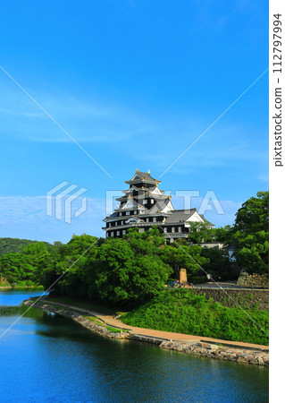 [岡山縣] 晴天的岡山城和旭川（令和大整修後） 112797994
