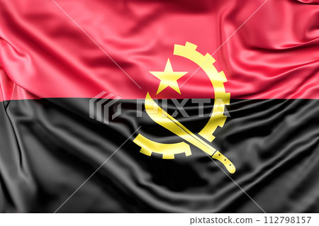 Ruffled Flag of Angola. 3D Rendering Ruffled Flag of Angola. 3D Rendering 112798157