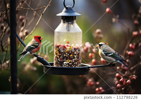 AI-generated content. Fairytale bird feeders. Generative AI AI-generated content. Fairytale bird feeders. Generative AI 112798226